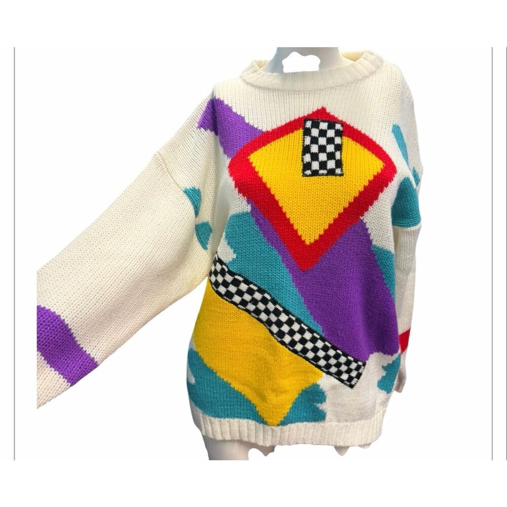 Back to Back Vintage 80’s Abstract Geometic Print Sweater Women’s Size Small